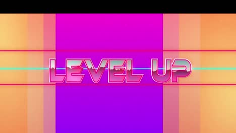 Animation-Von-Level-Up-Text-Auf-Buntem-Geometrischem-Hintergrund