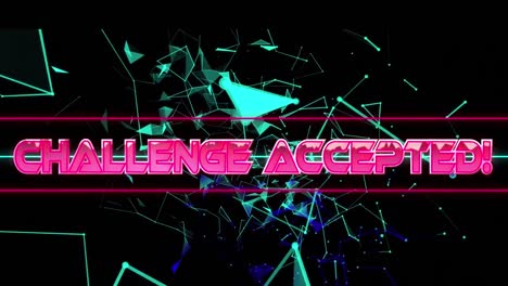 Animation-Des-„Challenge-Accepted“-Textes-über-Blauen-Verbindungen-Auf-Schwarzem-Hintergrund
