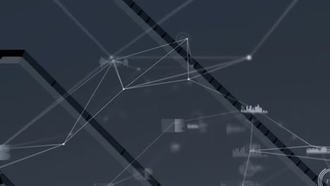 Animation-of-networks-of-connections-and-data-processing-over-grey-background