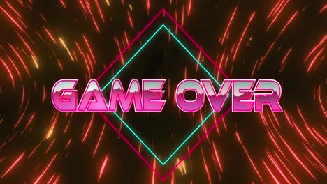 Animation-of-game-over-text-over-moving-red-light-trails