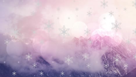 Animation-of-christmas-winter-scenery-and-snow-falling