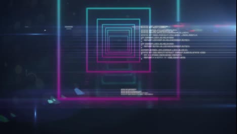 Animation-Von-Neonformen-Und-Datenverarbeitung-Auf-Schwarzem-Hintergrund