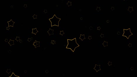 Animation-of-gold-christmas-stars-falling-and-shimmering-on-black-background