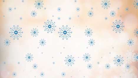 Animation-of-snow-falling-at-christmas-on-white-background