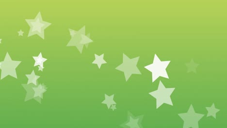 Animation-of-white-christmas-stars-falling-on-green-background