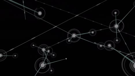 Animation-Des-Netzwerks-Von-Verbindungen-Und-Datenverarbeitung-Auf-Schwarzem-Hintergrund