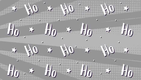 Animation-of-ho-ho-ho-text-at-christmas-on-gray-background