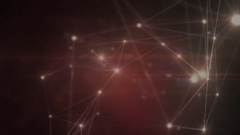 Digitale-Animation-Eines-Leuchtenden-Netzwerks-Von-Verbindungen-Vor-Rotem-Hintergrund