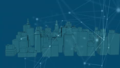 Animation-of-network-of-connections-over-city-on-blue-background