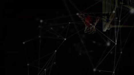 Animation-Von-Verbindungsnetzwerken-über-Einen-Kaukasischen-Männlichen-Basketballspieler-Im-Fitnessstudio