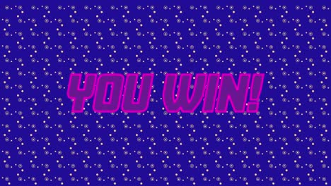 Animation-of-you-win-text-over-neon-spots-on-blue-background