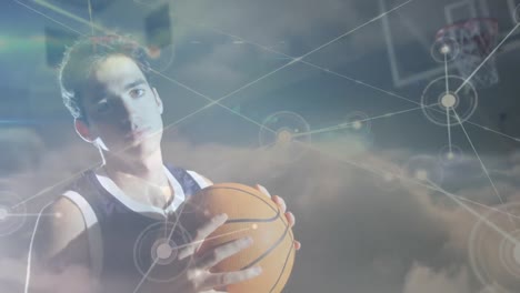 Animation-of-networks-of-connections-over-diverse-basketball-players-at-gym