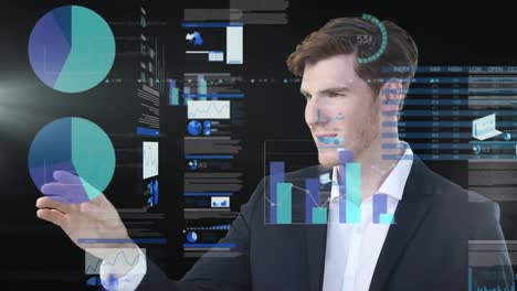Animation-of-data-processing-over-smiling-caucasian-businessman-using-interface