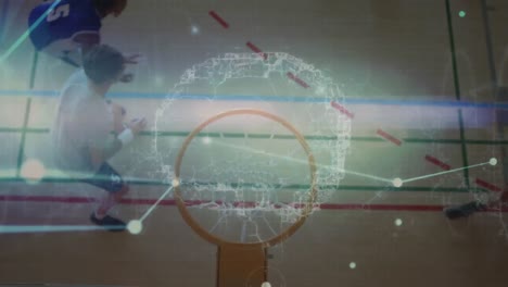 Animation-Des-Netzwerks-Von-Verbindungen-über-Eine-Vielfältige-Gruppe-Männlicher-Basketballspieler