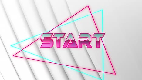 Animation-of-start-text-over-light-trails-on-white-background