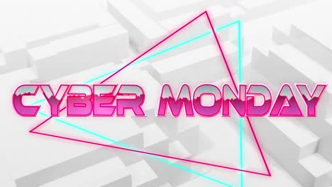 Animation-of-cyber-monday-text-over-light-trails-on-white-background