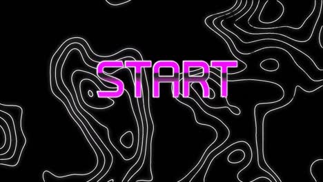 Animation-of-start-text-over-white-lines-on-black-background