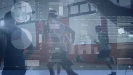 Animation-Der-Datenverarbeitung-über-Verschiedene-Basketballspieler-Im-Fitnessstudio