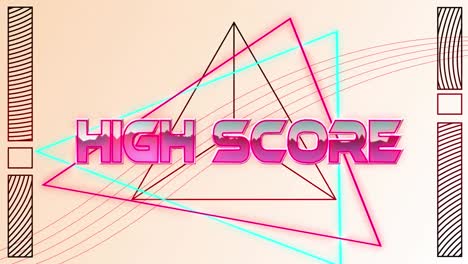 Animation-of-high-score-text-over-light-trails-on-white-background