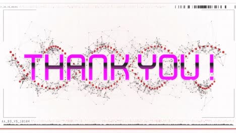 Animation-Eines-Dankestextes-über-Einem-Roten,-Sich-Drehenden-DNA-Strang
