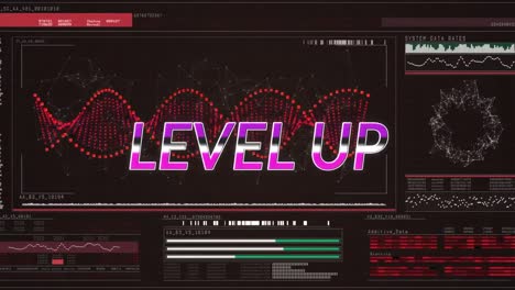 Animation-Von-Level-Up-Text-über-Digitale-Schnittstelle