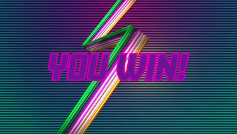 Animation-of-you-win-text-in-neon-letters-over-neon-flash