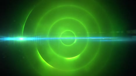 Digitale-Animation-Blauer-Lichtspuren-Gegen-Grüne-Spiralförmige-Lichtspuren-Auf-Schwarzem-Hintergrund