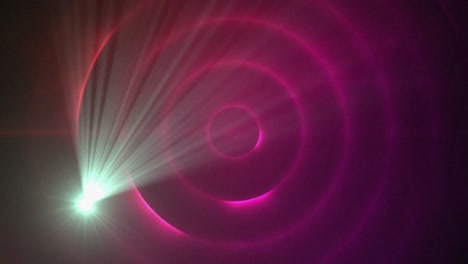 Digital-animation-of-spot-of-light-against-pink-spiral-light-trails-on-black-background