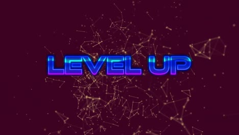 Animation-of-level-up-text-in-blue-letters-over-networks-of-connections