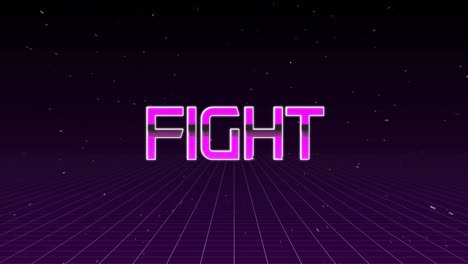 Animation-of-fight-text-in-pink-glowing-letters-over-grid