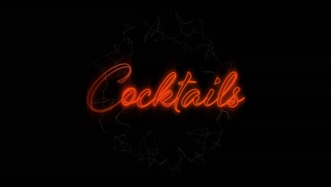 Digital-animation-of-neon-orange-cocktails-text-sign-against-black-background