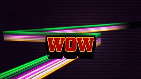 Animation-of-wow-in-digital-abstract-space-with-colorful-lines