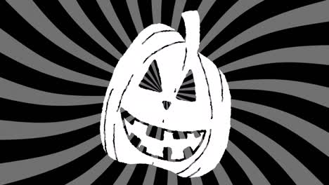 Animation-of-pumpkin-over-stripes-grey-background