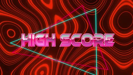 Animation-of-high-score-in-digital-red-abstract-space