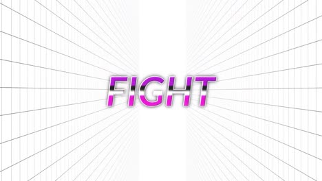 Animation-of-fight-text-in-pink-letters-over-grid-on-white-background