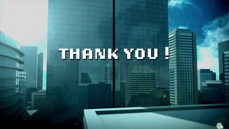 Animation-of-thank-you-text-in-white-letters-over-cityscape-background