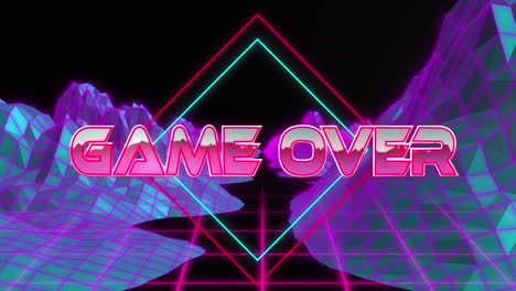 Animation-of-game-over-in-digital-abstract-space