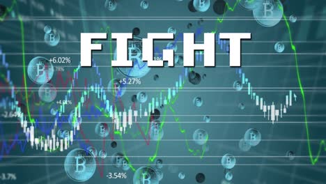 Animation-of-fight-in-digital-abstract-space-with-diverse-data-and-bitcoin