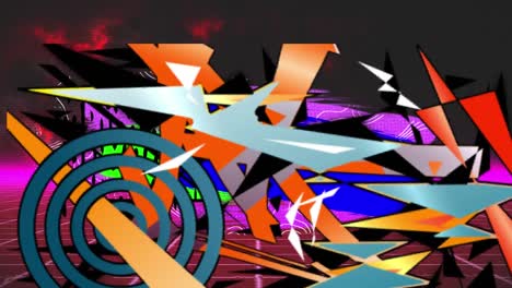 Animation-Farbenfroher-Abstrakter-Formen-Im-Digitalen-Raum