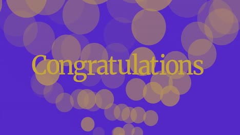 Animation-of-floating-golden-dots-and-congratulations-on-blue-background