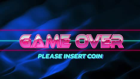 Animation-of-game-over-please-insert-coin-in-digital-abstract-space