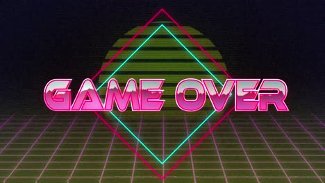Animation-of-game-over-in-digital-abstract-space