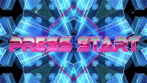 Animation-of-press-start-in-digital-abstract-kaleidoscopic-space