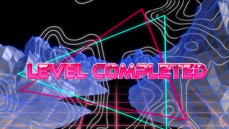 Animation-of-level-completed-in-digital-abstract-space-with-isohypses