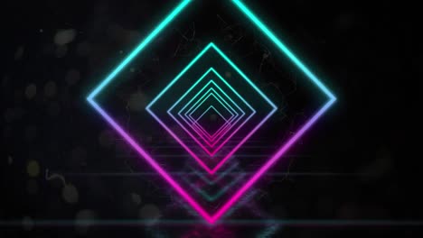 Animation-of-moving-neon-squares-on-black-background