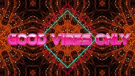 Animation-of-good-vibes-only-text-over-kaleidoscopic-moving-shapes