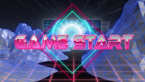 Animation-of-game-start-in-digital-abstract-space-with-screen