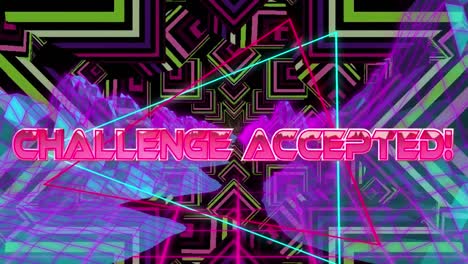 Animation-of-challenge-accepted-in-digital-abstract-kaleidoscopic-space