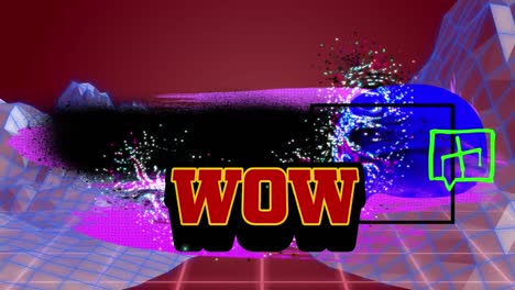 Animation-of-wow-in-digital-abstract-space