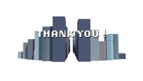 Animation-of-thank-you-text-in-white-letters-over-cityscape-on-white-background
